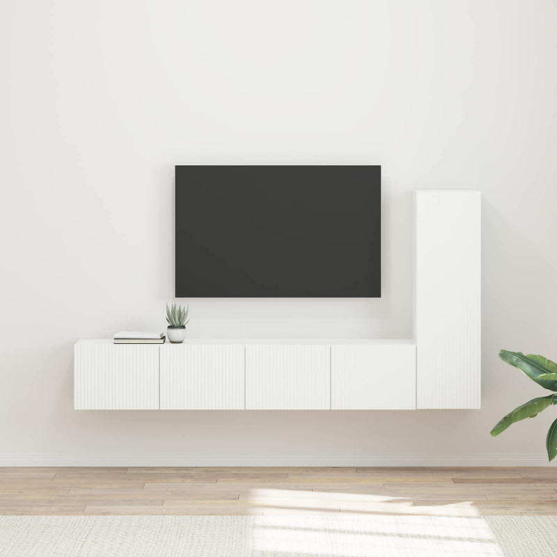 Zestaw szafek RTV 3 pcs Biały Materiał drewnopochodny
