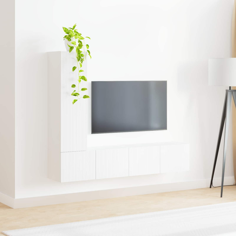 Zestaw szafek RTV 3 pcs Biały Materiał drewnopochodny