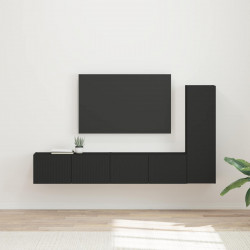Zestaw szafek RTV 3 pcs Czarny Materiał drewnopochodny