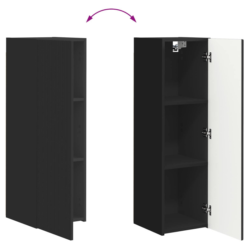 Zestaw szafek RTV 3 pcs Czarny Materiał drewnopochodny