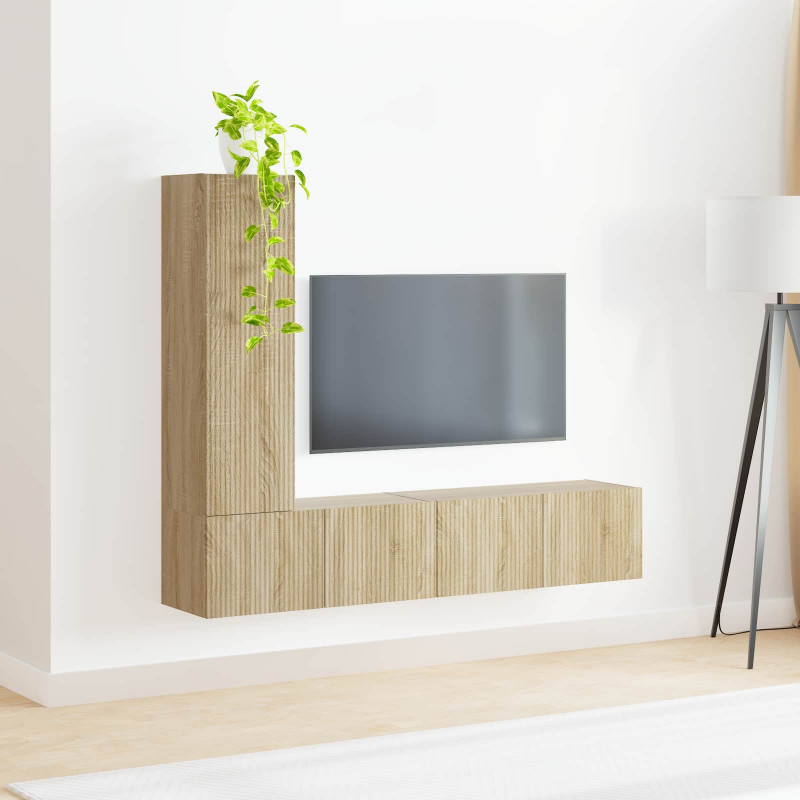Zestaw szafek RTV 3 pcs Dąb Sonoma Materiał drewnopochodny