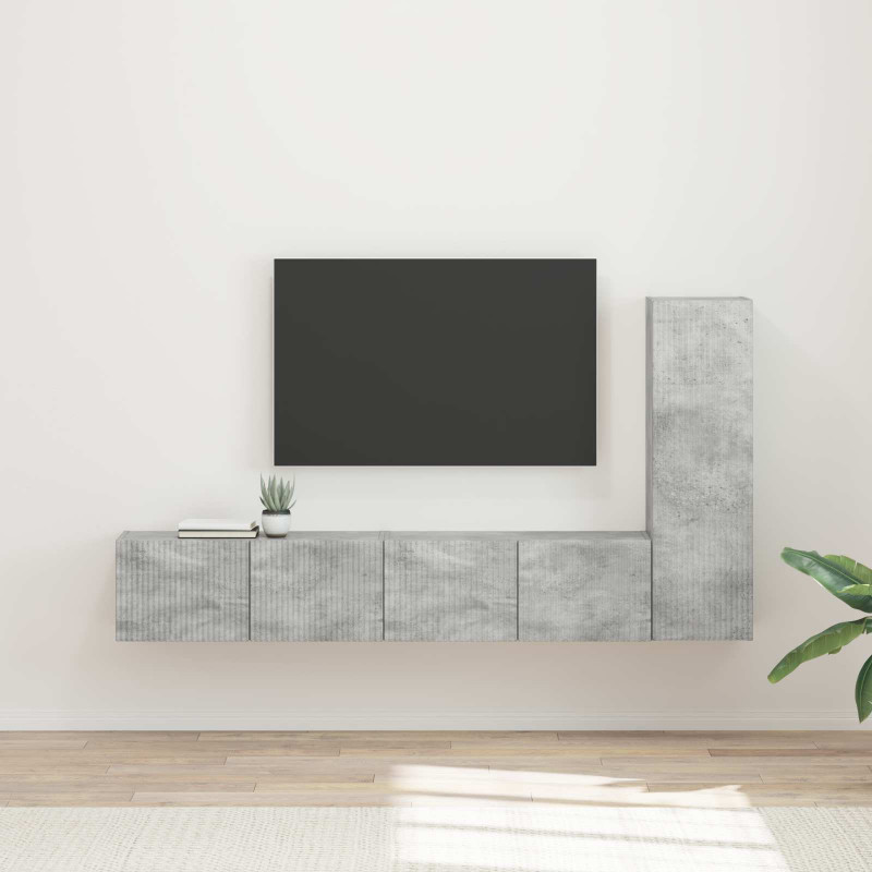 Zestaw szafek RTV 3 pcs Betonowy szary Materiał drewnopochodny