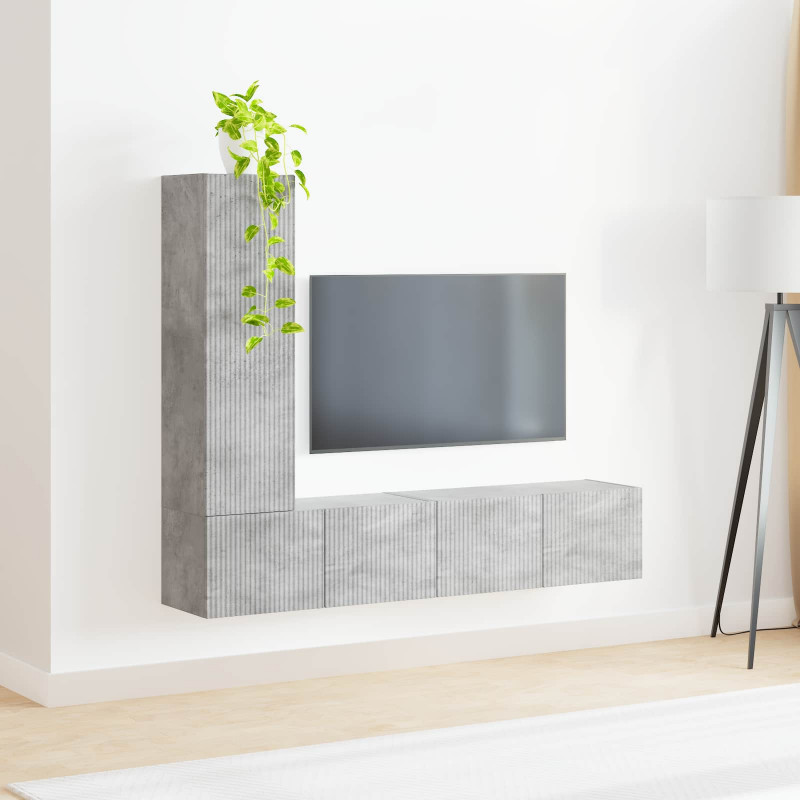 Zestaw szafek RTV 3 pcs Betonowy szary Materiał drewnopochodny