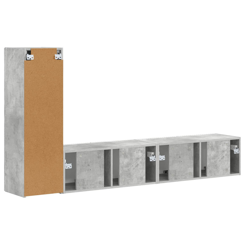 Zestaw szafek RTV 3 pcs Betonowy szary Materiał drewnopochodny