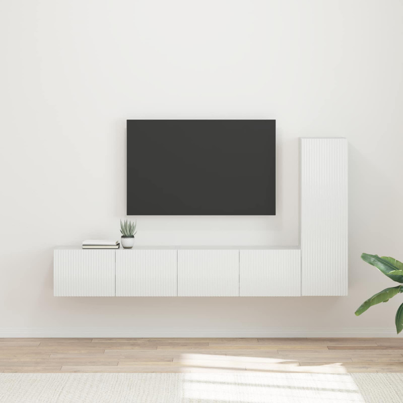 Zestaw szafek RTV 3 pcs Wysoki połysk biały