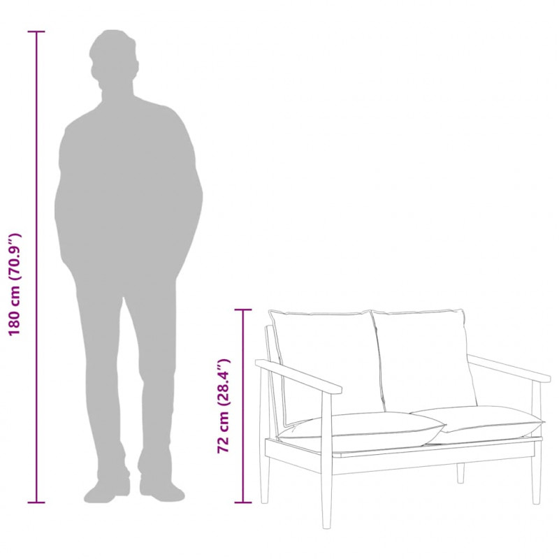 Sofa 2-osobowa, czarna, naturalna skóra i lite drewno akacjowe