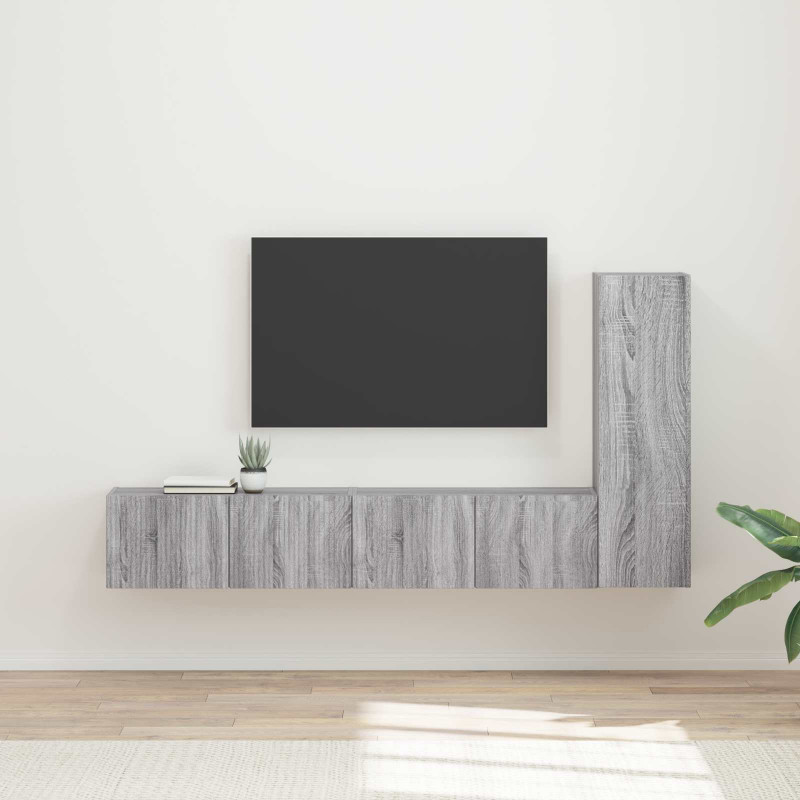 Zestaw szafek RTV 3 pcs Szary Sonoma Materiał drewnopochodny