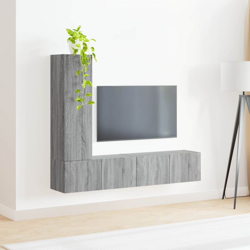 Zestaw szafek RTV 3 pcs Szary Sonoma Materiał drewnopochodny