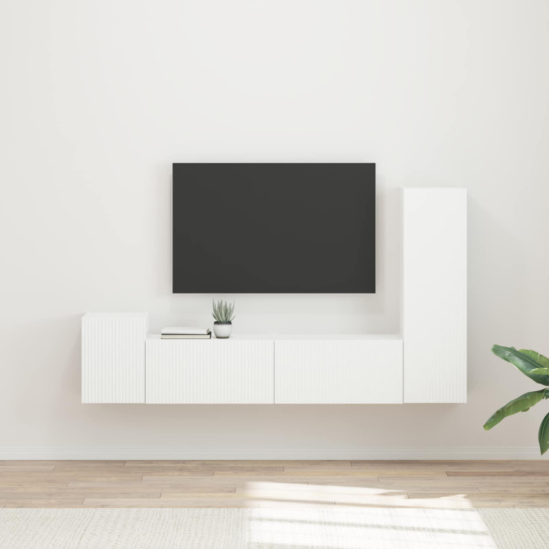 Zestaw szafek RTV 4 pcs Biały Materiał drewnopochodny