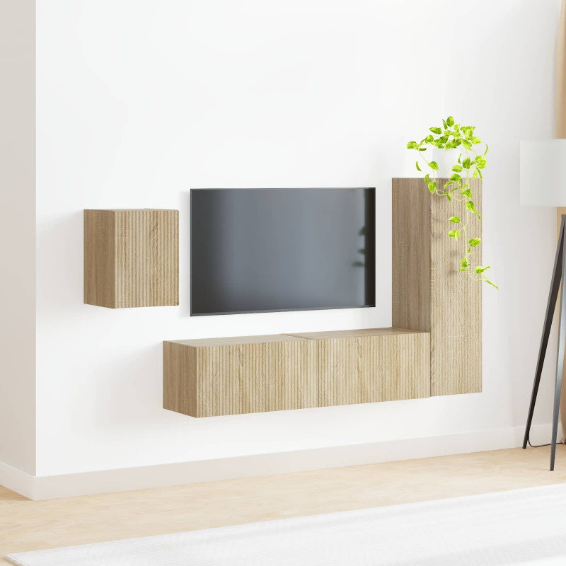 Zestaw szafek RTV 4 pcs Dąb Sonoma Materiał drewnopochodny
