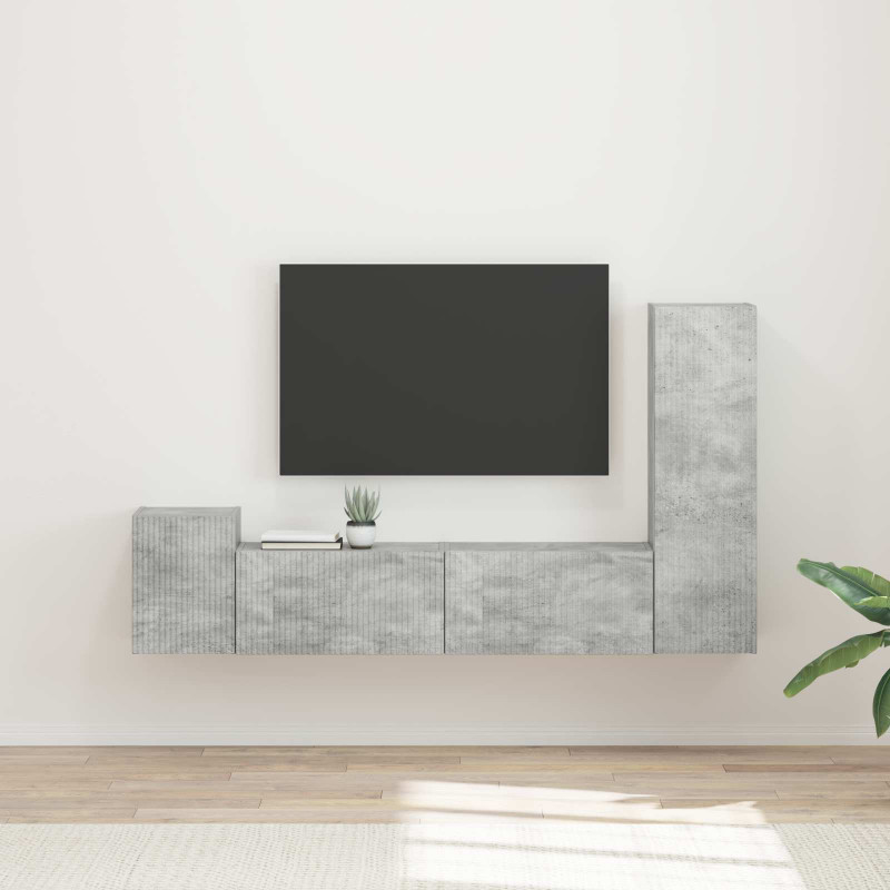 Zestaw szafek RTV 4 pcs Betonowy szary Materiał drewnopochodny