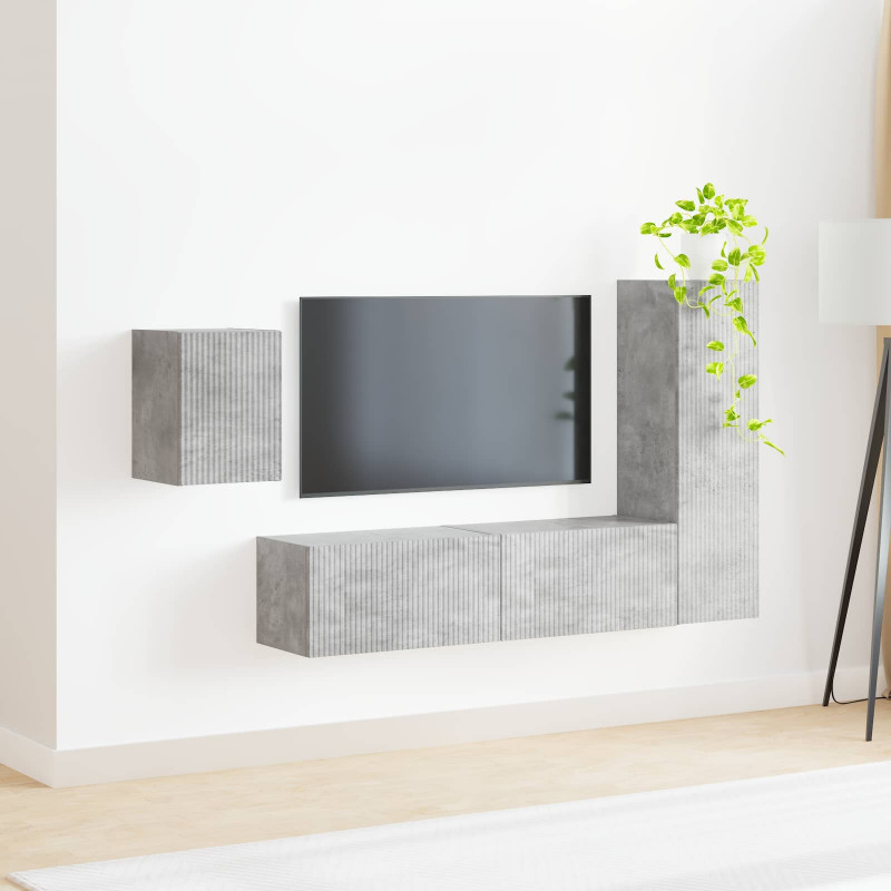 Zestaw szafek RTV 4 pcs Betonowy szary Materiał drewnopochodny