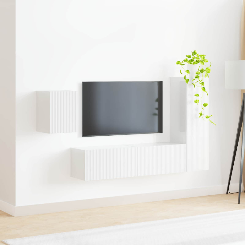 Zestaw szafek RTV 4 pcs Wysoki połysk biały