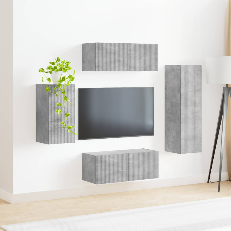 Zestaw szafek RTV 4 pcs Betonowy szary Materiał drewnopochodny