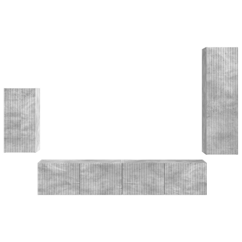 Zestaw szafek RTV 4 pcs Betonowy szary Materiał drewnopochodny