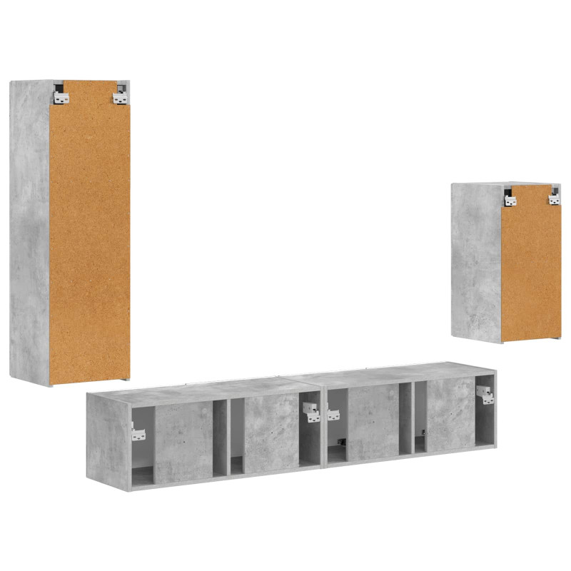 Zestaw szafek RTV 4 pcs Betonowy szary Materiał drewnopochodny