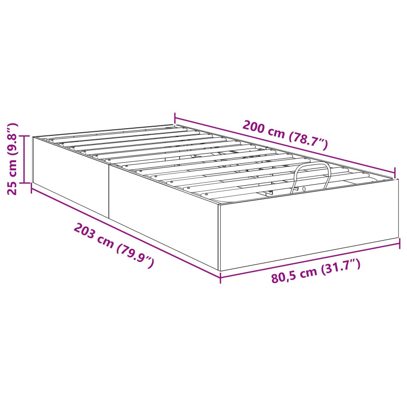 Łóżko otomanowe Szary Sonoma 80,5 x 200 cm Drewno inżynieryjne