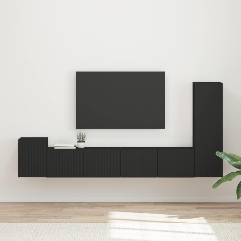 Zestaw szafek RTV 3 pcs Czarny Materiał drewnopochodny