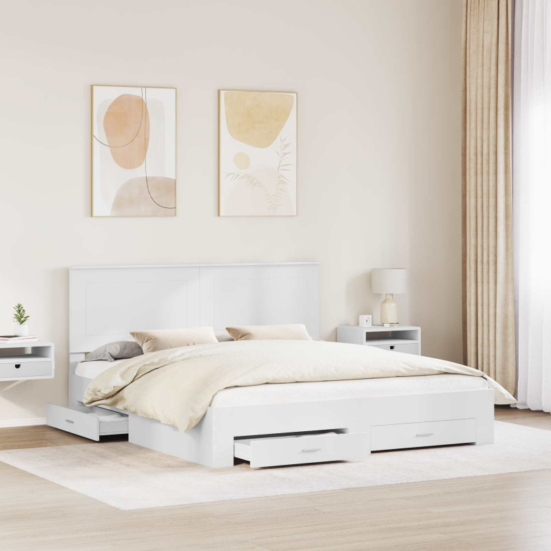Ramka łóżka Biały 200 x 200 cm Materiał drewnopochodny