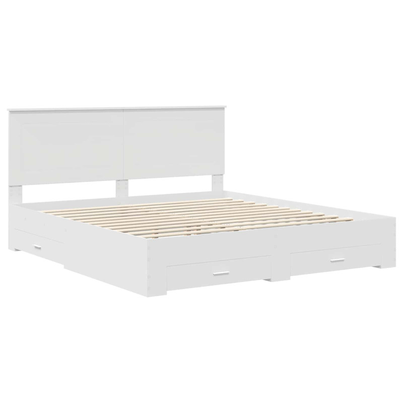 Ramka łóżka Biały 200 x 200 cm Materiał drewnopochodny