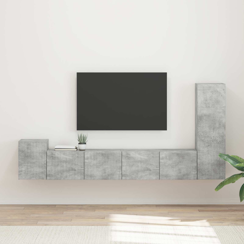 Zestaw szafek RTV 3 pcs Betonowy szary Materiał drewnopochodny
