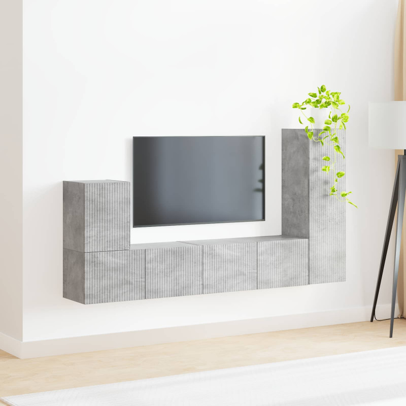 Zestaw szafek RTV 3 pcs Betonowy szary Materiał drewnopochodny