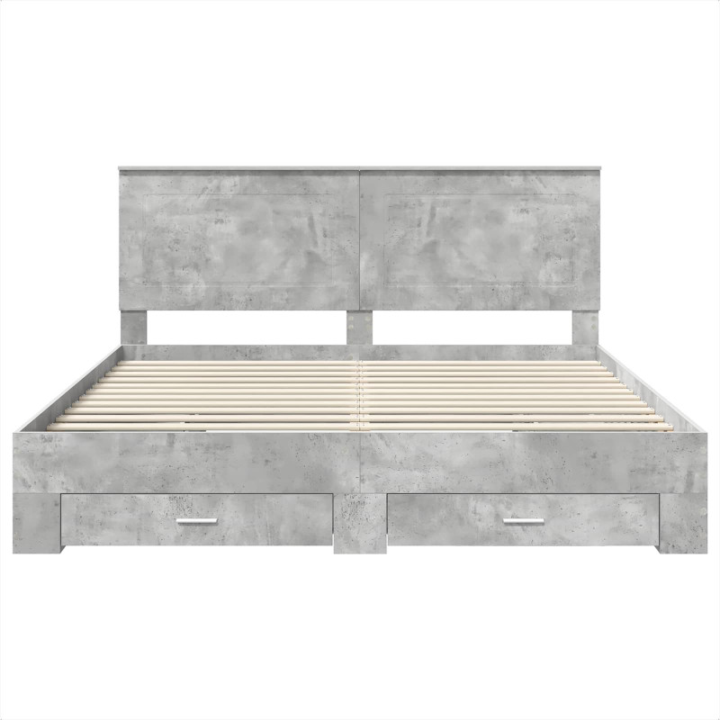 Ramka łóżka Betonowy szary 200 x 200 cm Materiał drewnopochodny