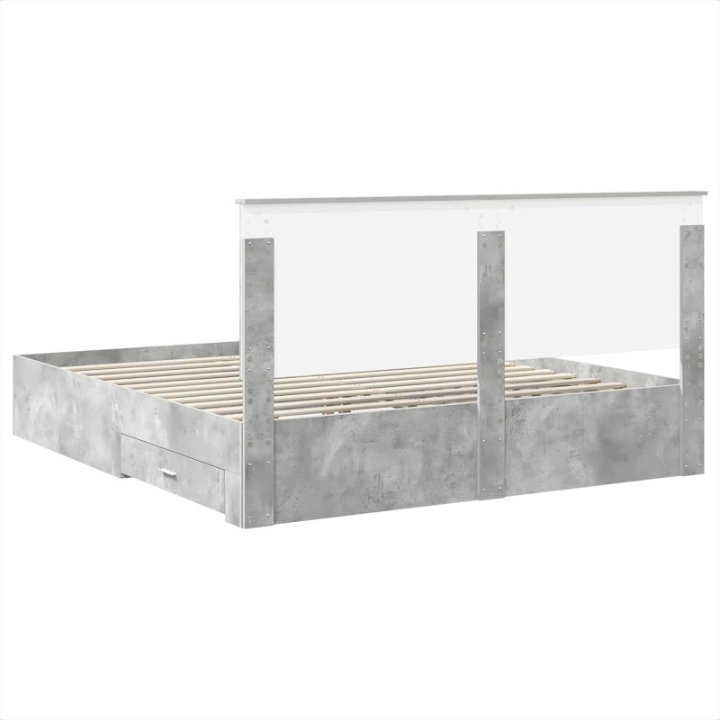 Ramka łóżka Betonowy szary 200 x 200 cm Materiał drewnopochodny