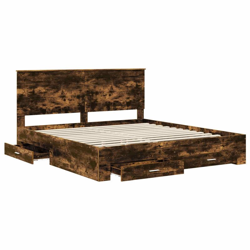 Ramka łóżka Dąb wędzony 200 x 200 cm Materiał drewnopochodny