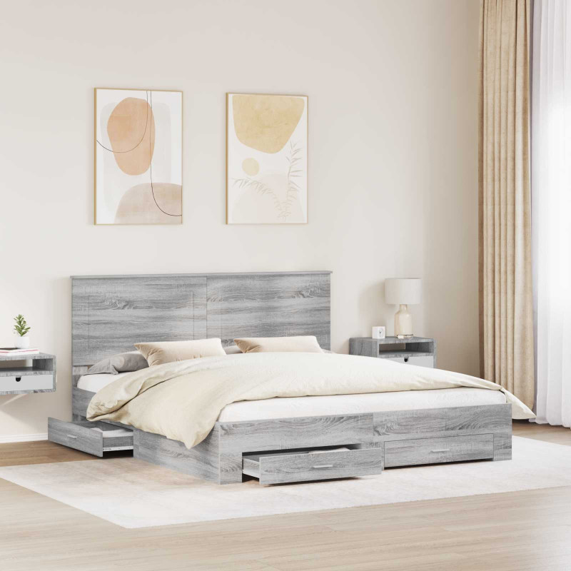 Ramka łóżka Szary Sonoma 200 x 200 cm Materiał drewnopochodny