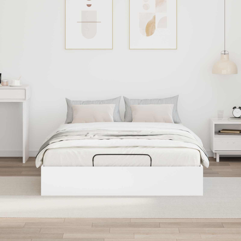 Łóżko otomanowe Biały 193 x 120 x 25 cm Drewno inżynieryjne