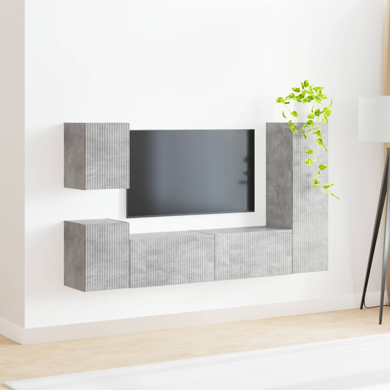 Zestaw szafek RTV 4 pcs Betonowy szary Materiał drewnopochodny
