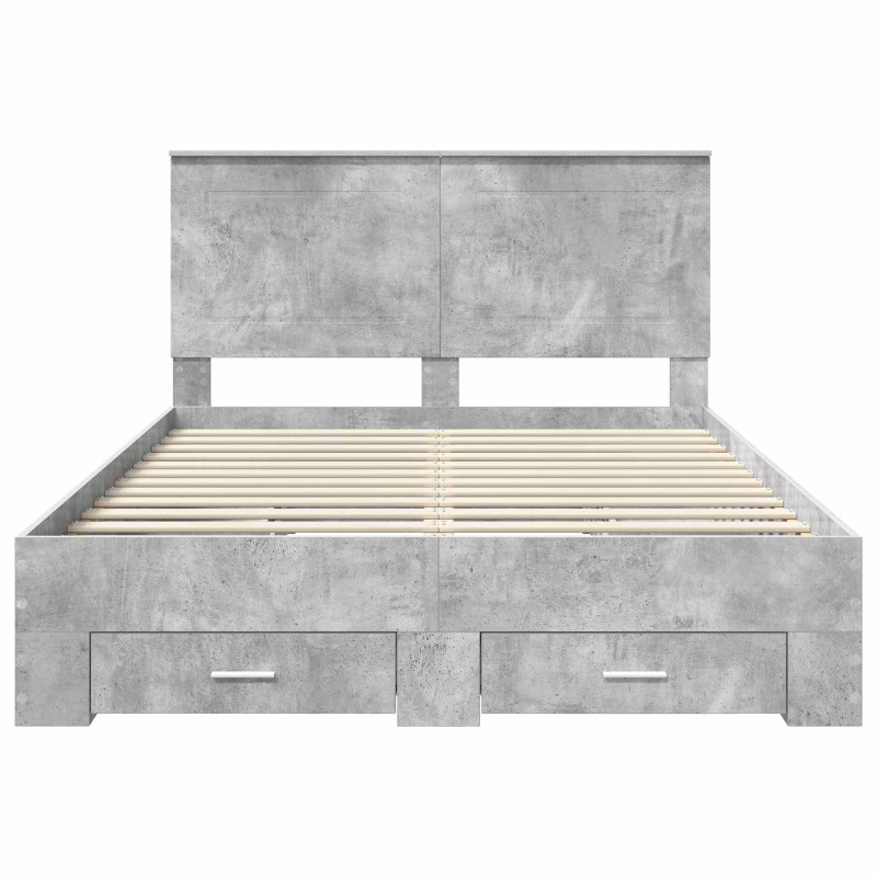 Ramka łóżka Betonowy szary 160 x 200 cm Materiał drewnopochodny