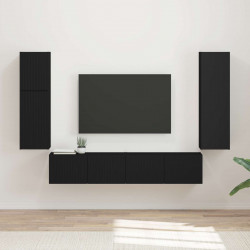 Zestaw szafek RTV 4 pcs Czarny Materiał drewnopochodny