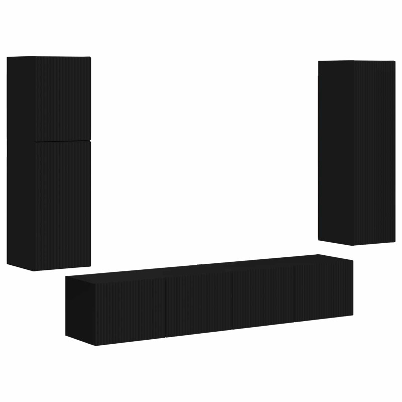 Zestaw szafek RTV 4 pcs Czarny Materiał drewnopochodny