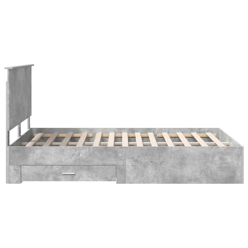 Ramka łóżka Betonowy szary 150 x 200 cm Materiał drewnopochodny