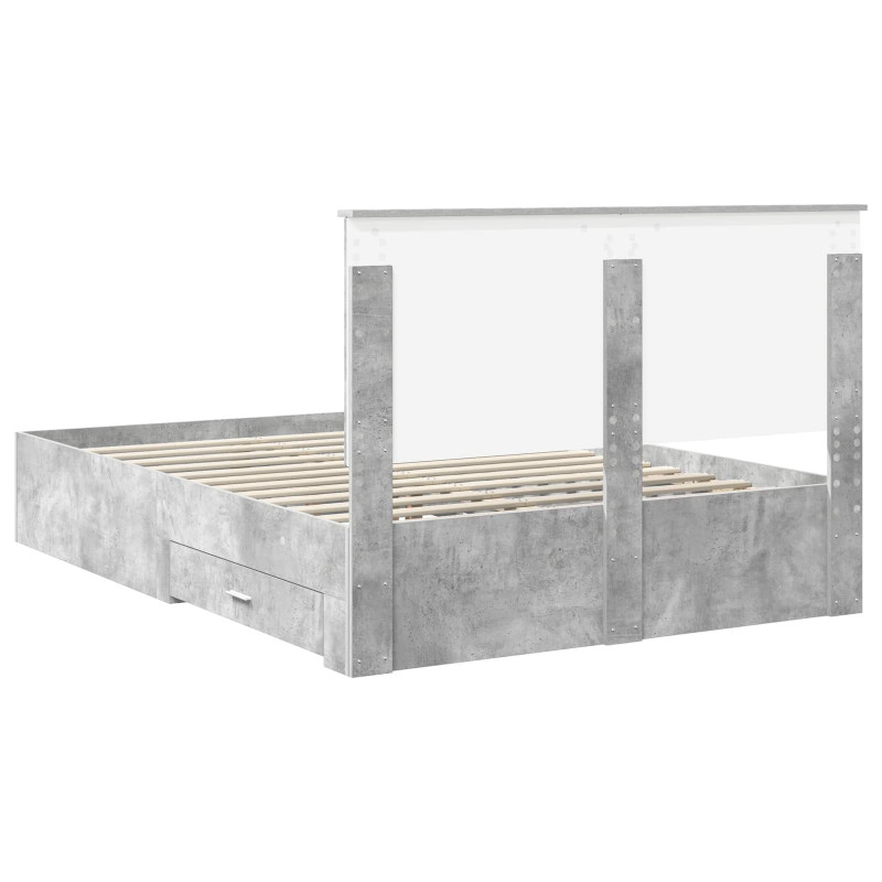 Ramka łóżka Betonowy szary 150 x 200 cm Materiał drewnopochodny