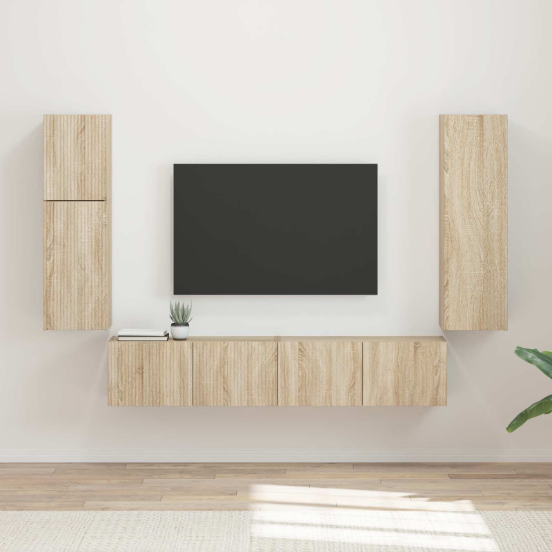 Zestaw szafek RTV 4 pcs Dąb Sonoma Materiał drewnopochodny
