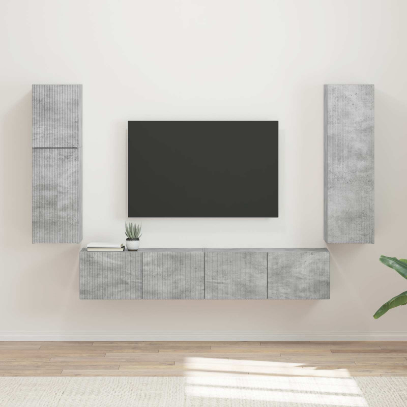 Zestaw szafek RTV 4 pcs Betonowy szary Materiał drewnopochodny