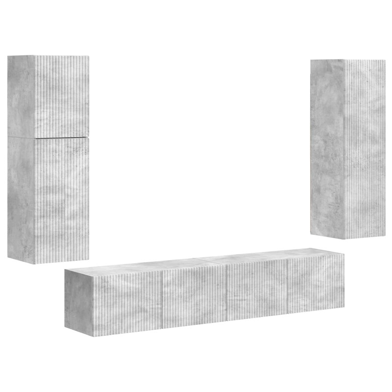 Zestaw szafek RTV 4 pcs Betonowy szary Materiał drewnopochodny