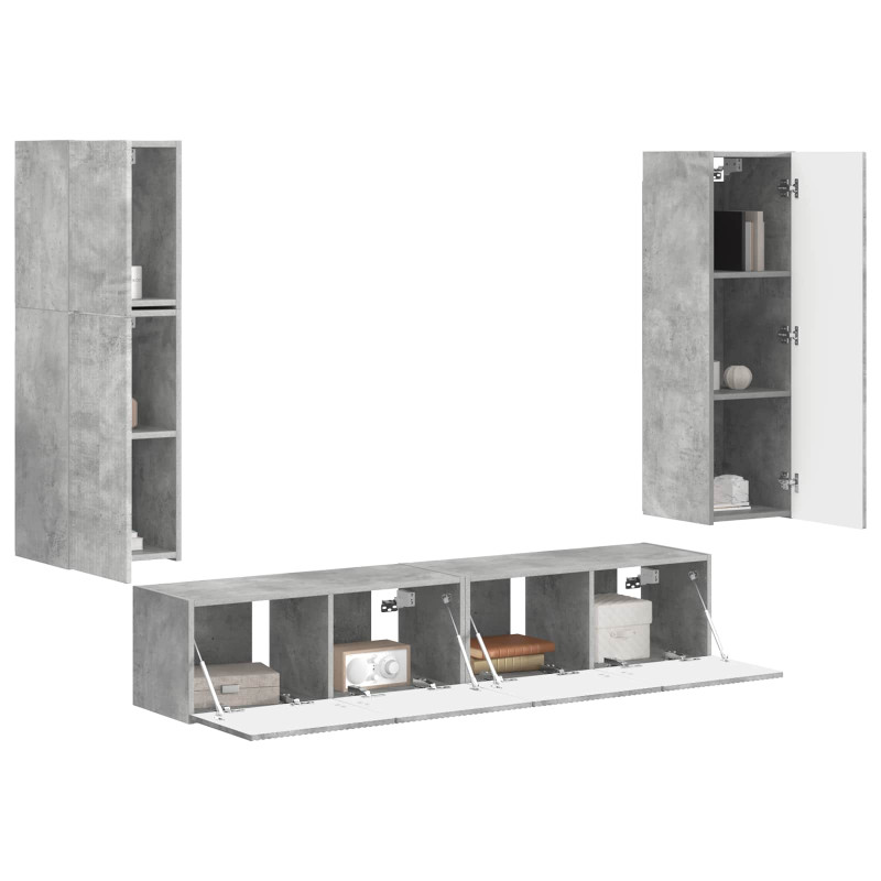 Zestaw szafek RTV 4 pcs Betonowy szary Materiał drewnopochodny