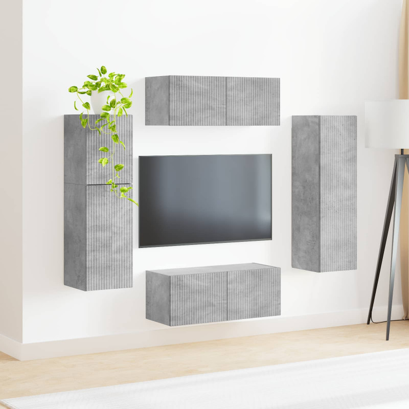 Zestaw szafek RTV 4 pcs Betonowy szary Materiał drewnopochodny