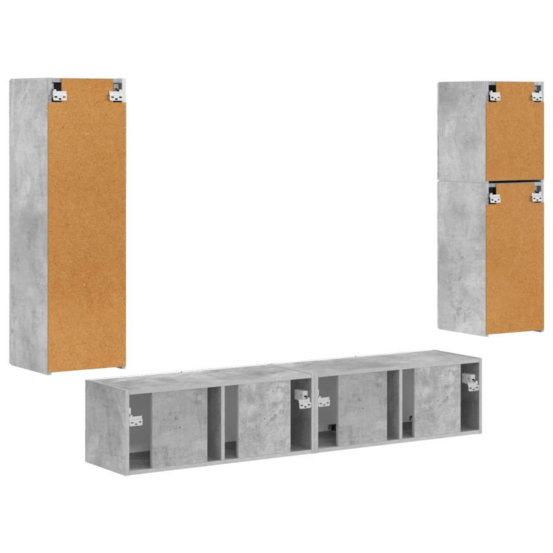 Zestaw szafek RTV 4 pcs Betonowy szary Materiał drewnopochodny