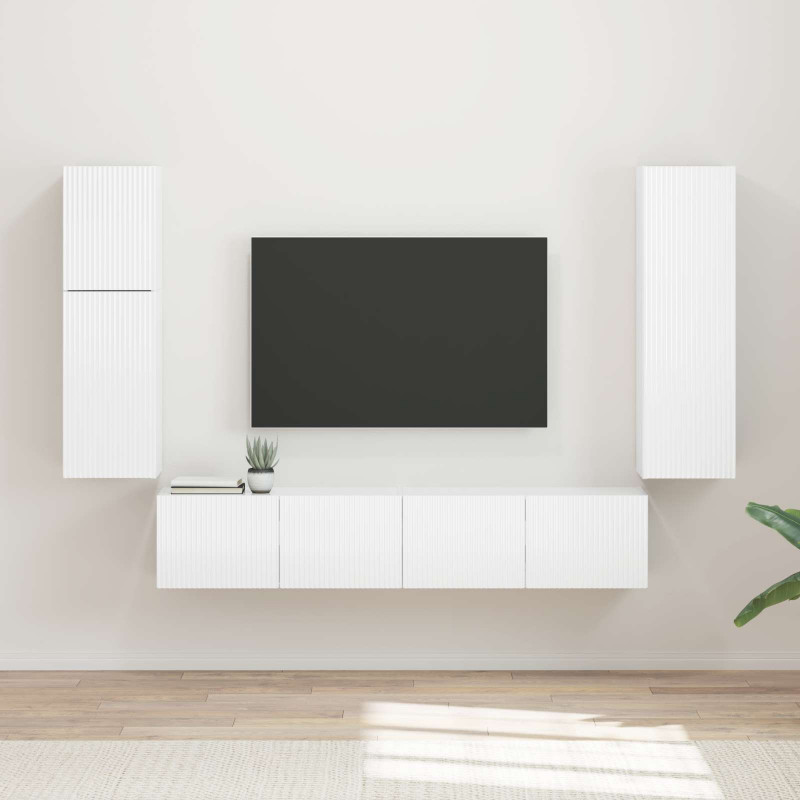 Zestaw szafek RTV 4 pcs Wysoki połysk biały