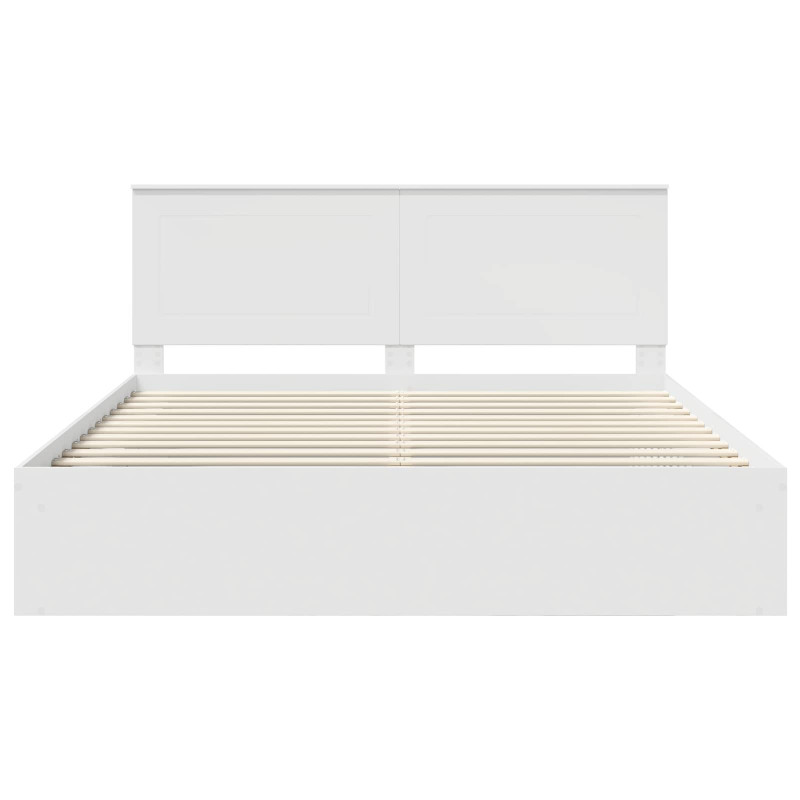 Ramka łóżka Z zagłówkiem Biały 200 x 200 cm Lite drewno sosnowe