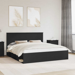 Ramka łóżka Czarny 200 x 200 cm Lite drewno sosnowe