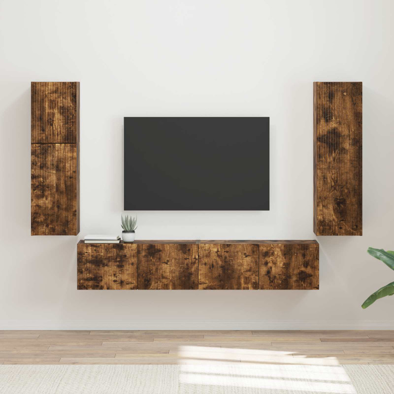 Zestaw szafek RTV 4 pcs Dąb wędzony Materiał drewnopochodny