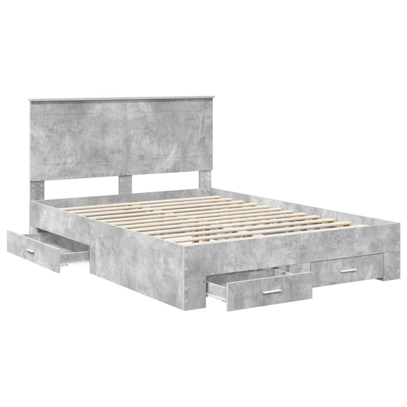Ramka łóżka Betonowy szary 140 x 190 cm Materiał drewnopochodny