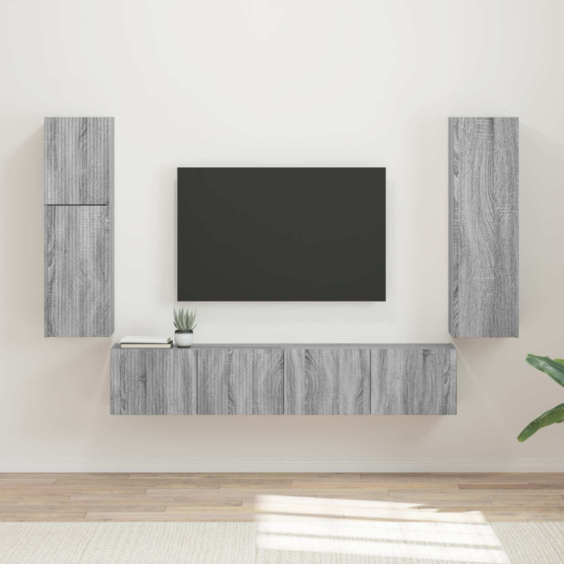 Zestaw szafek RTV 4 pcs Szary Sonoma Materiał drewnopochodny