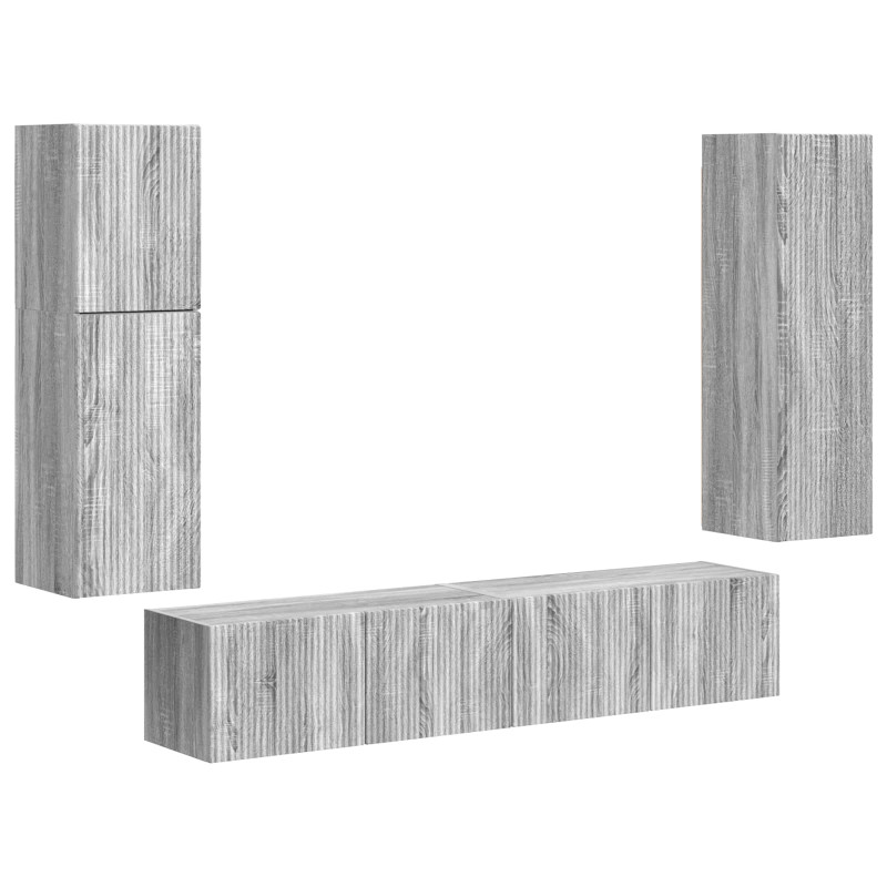 Zestaw szafek RTV 4 pcs Szary Sonoma Materiał drewnopochodny